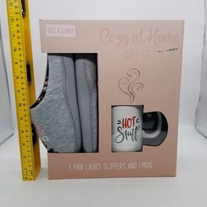 Cozy at Home Gift Set 1 pair Slippers Size X- Large  and 1 Mug